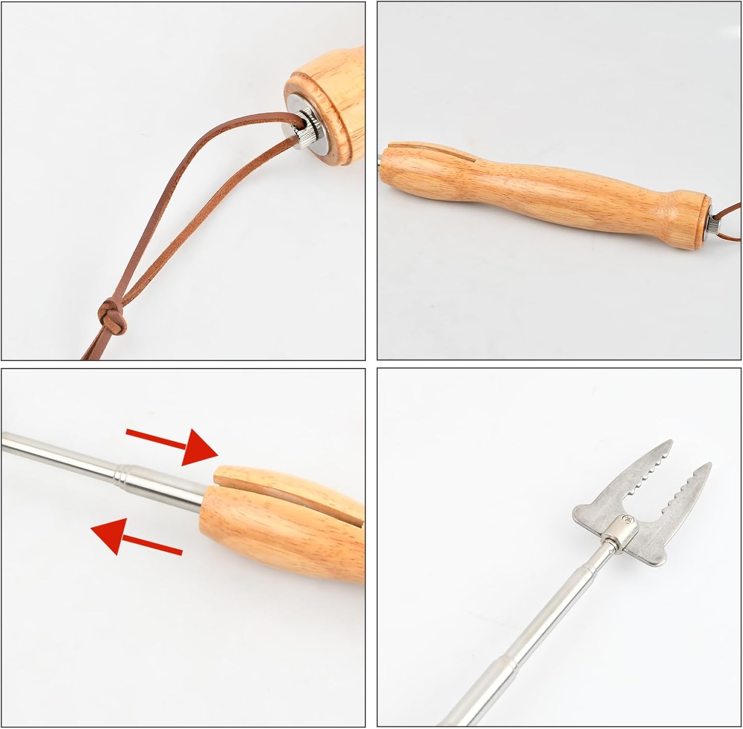 Husalsea grilovacia vidlica vo vysunutom a zloženom stave