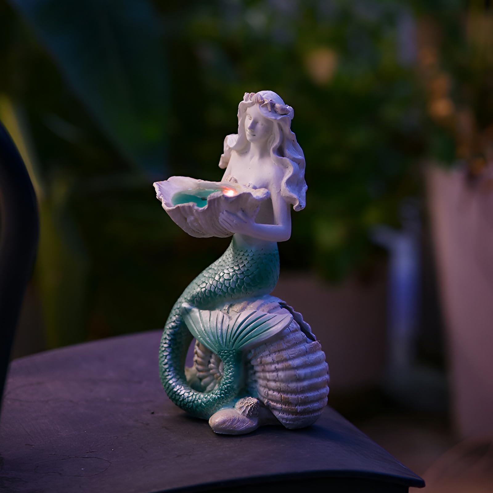 Gartendeko Figuren für Außen,Solar Meerjungfrau Statue,Meerjungfrau Skulptur mit LED Solarleuchten,Geschenk für Frauen Mama Geburtstagsgeschenk,für Rasen,Balkon,Hof,Terrasse,Fensterbank,29cm