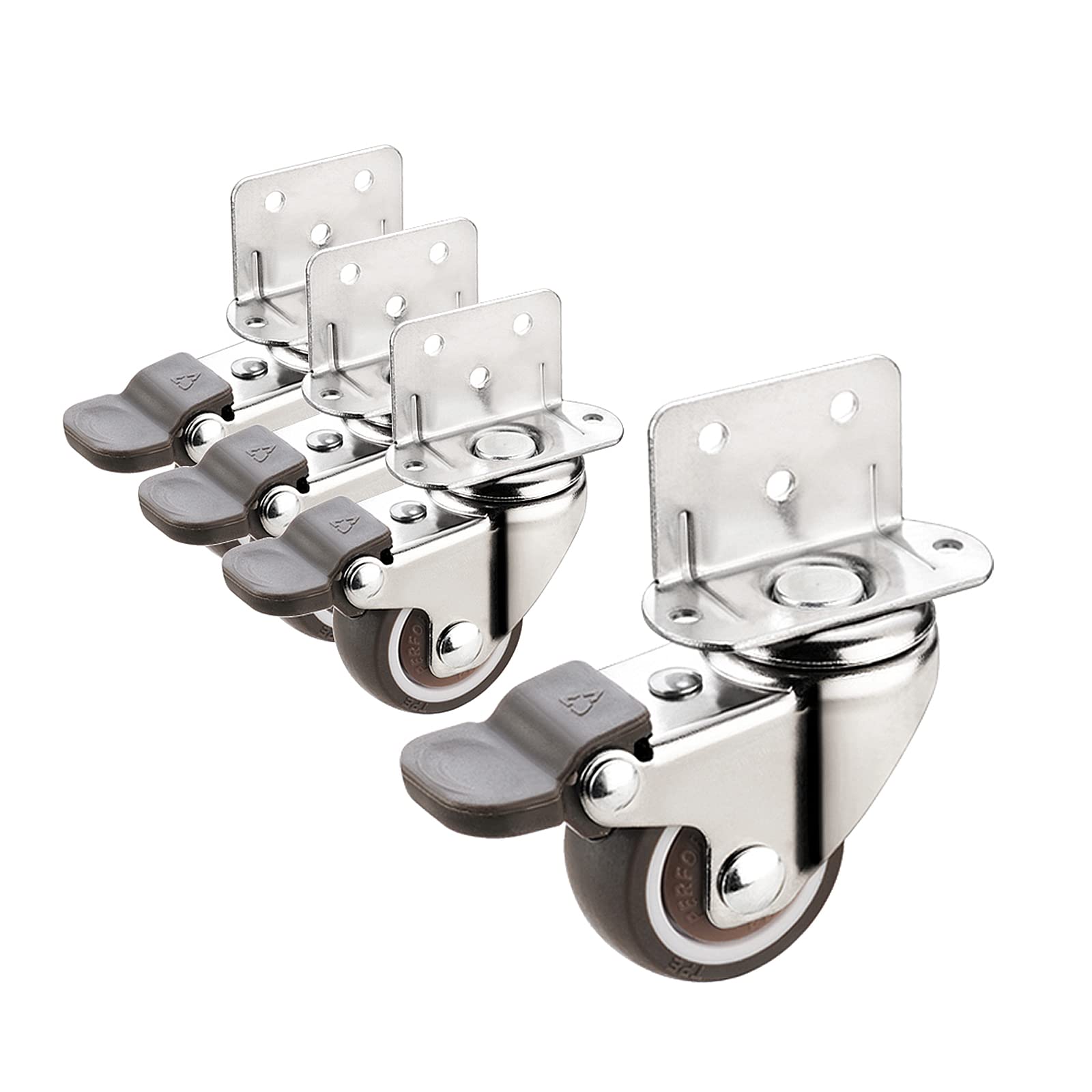 GYRAZXS 38mm Swivel Replacement Wheels with L Bracket Quiet TPE Rubber Casters for Furniture Plant Stands Cribs Coffee Tables Carts Includes Mounting Screws