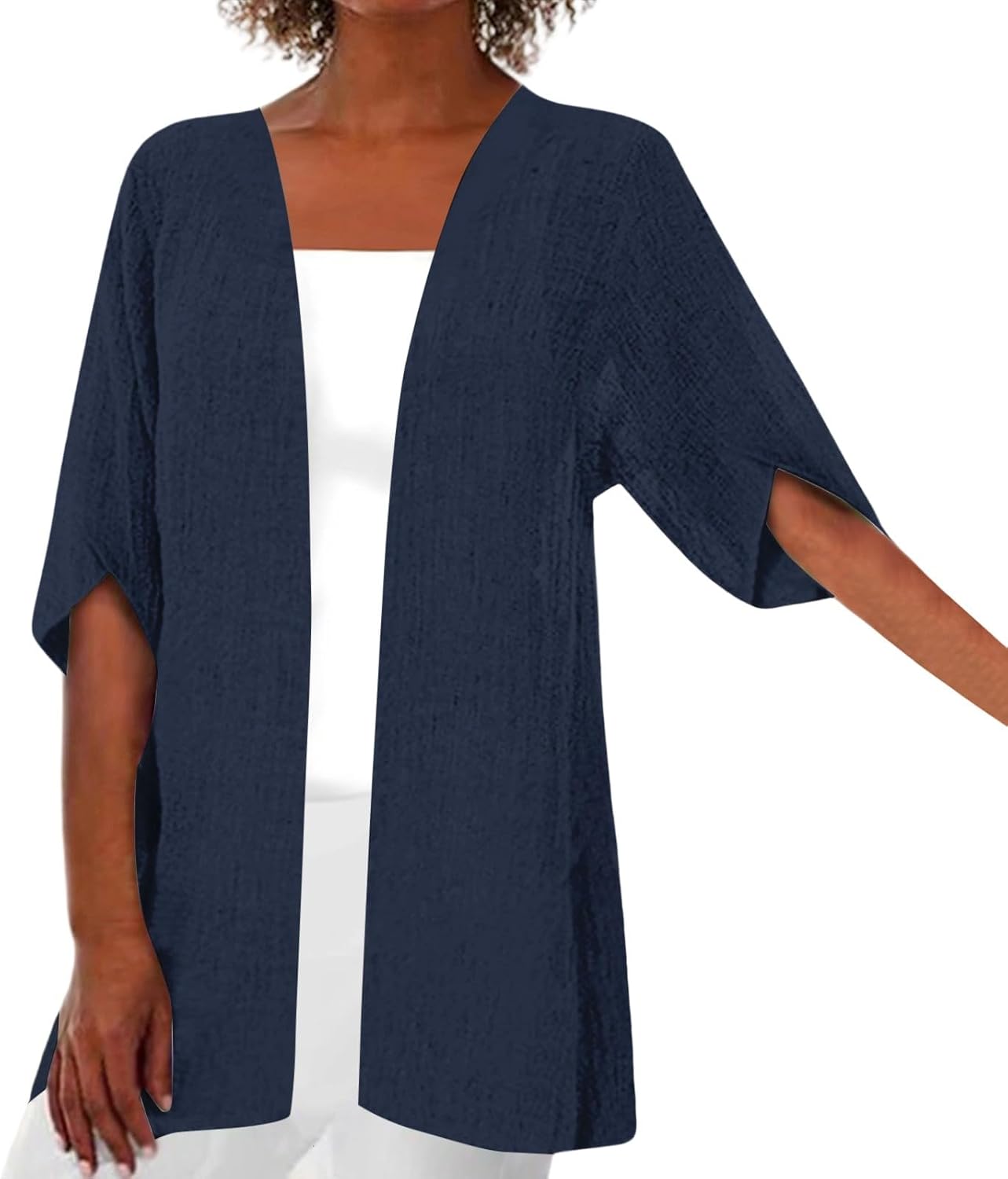 Leichte Strickjacke Mit Langen Ärmeln – Offene Vorderseite, Weich, Locker, Einfarbig – Perfekt Als Kimono Oder Überwurf Für Sommer Und Übergang