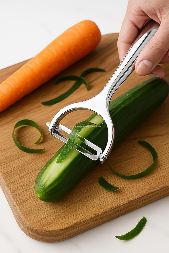Busstier Profesyonel Paslanmaz Çelik Çift Bıçaklı Soyacak, Jülyen ve Standart Soyucu Başlıklı, Ergonomik Saplı Çok Amaçlı Meyve Sebze Soyacağı, Patates, Salatalık, Kabak ve Havuç için Pratik Mutfak Al