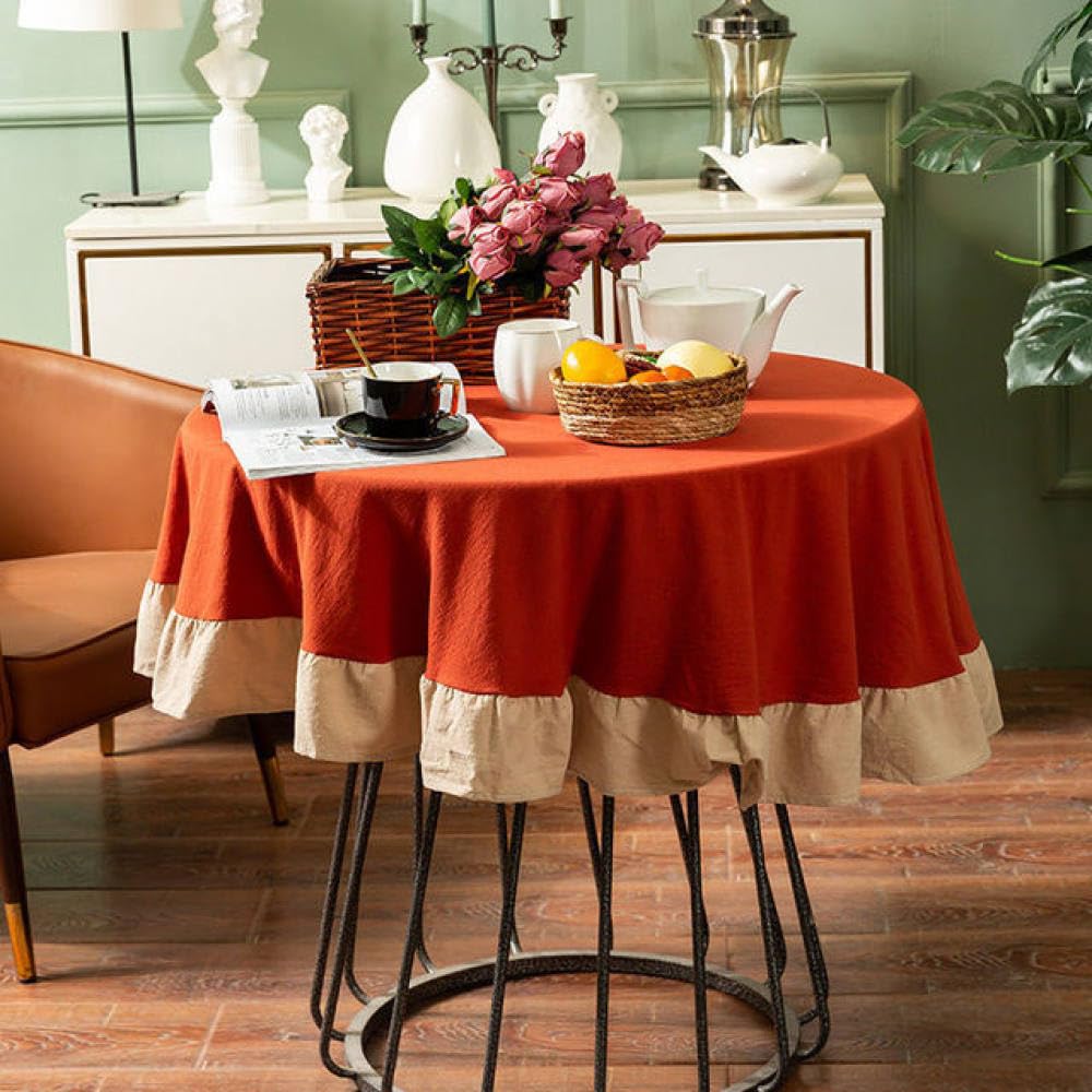 Nappe en coton lavé durable à volants raffinés pour décoration de table haut de gamme