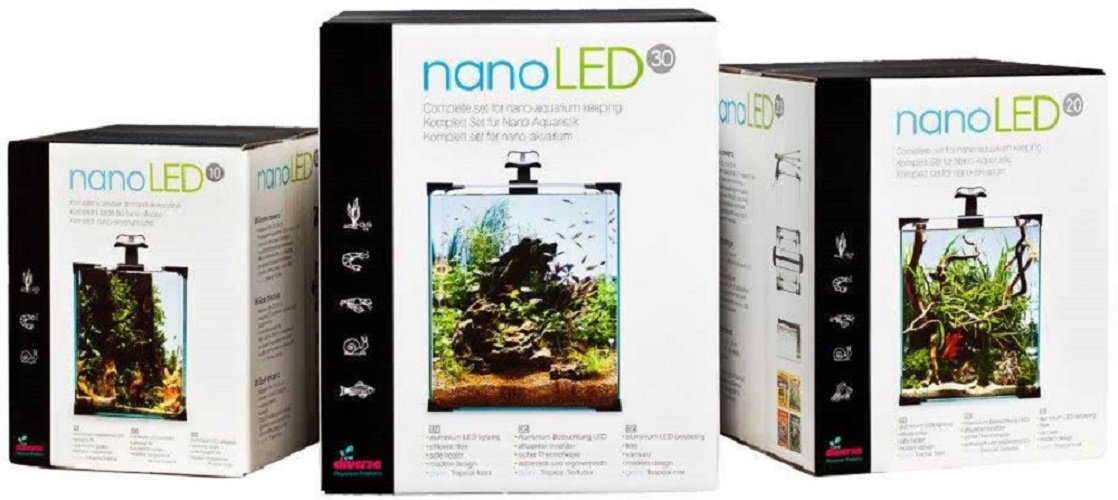 Diversa Zestaw Akwarystyczny dla Początkujących 30l nanoLED, Szkło, 30x30x35 cm, LED 6,7W, Filtr Claro 300, Grzałka Thermoplus 25W