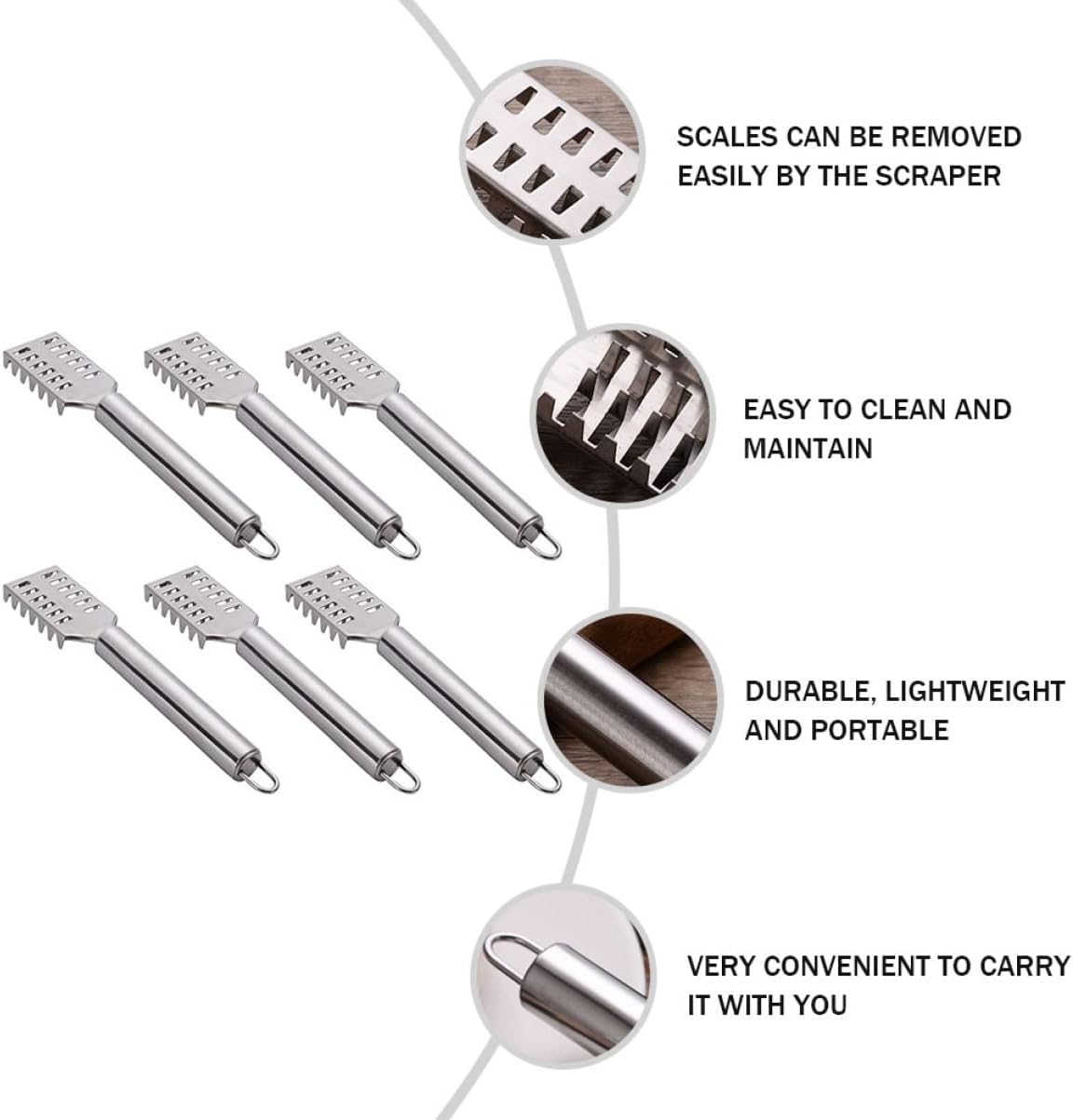 UPKOCH 18pcs Durable Peeling Graters Skin Remove Scales Peeler Home Supermarket Household Chef Cleaner Brush Practical Fish Stainless Remover Scale Sawtooth Seafood Scraper Silver