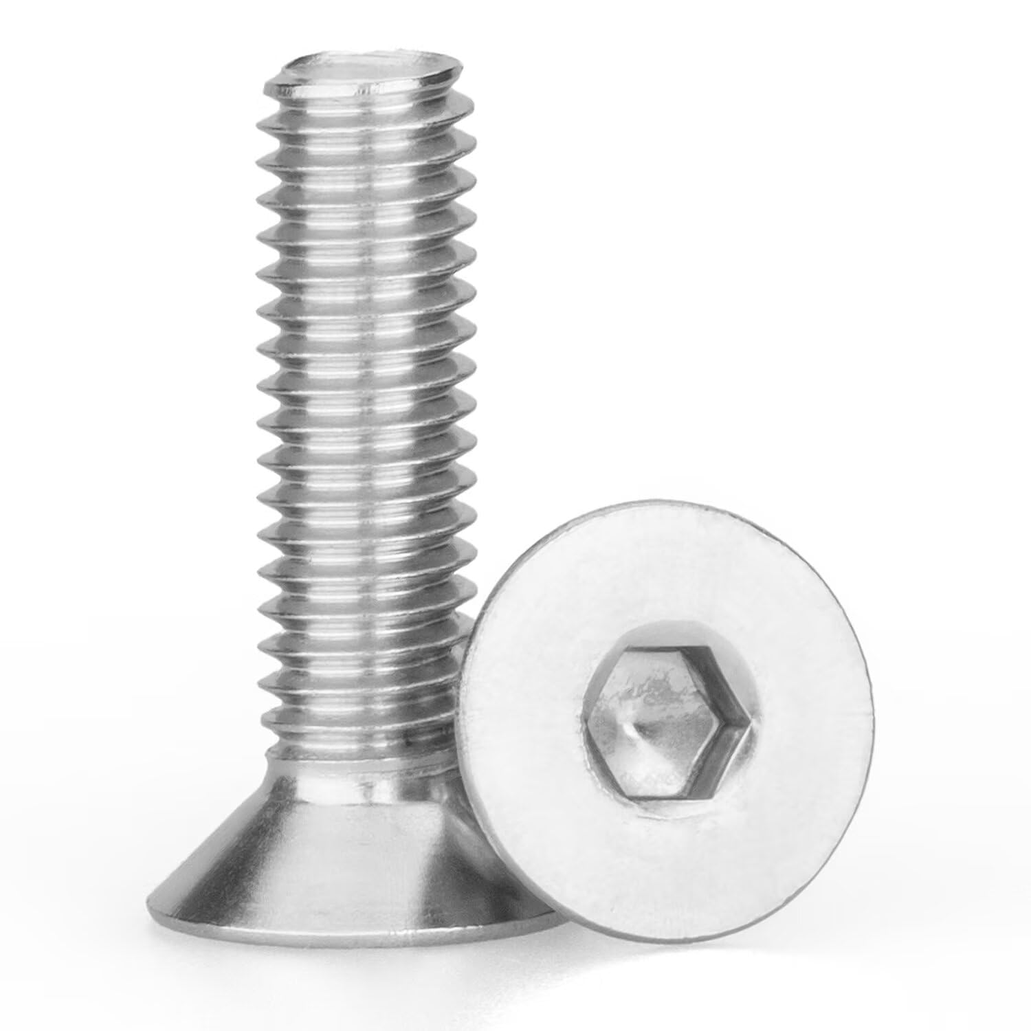 M2.5 x 8mm 80 Pcs Flat Head Socket Cap Screws, Countersunk Bolts, DIN 7991, 304 Stainless Steel, Fully Threaded, Bright Finish, Allen Hex Drive,