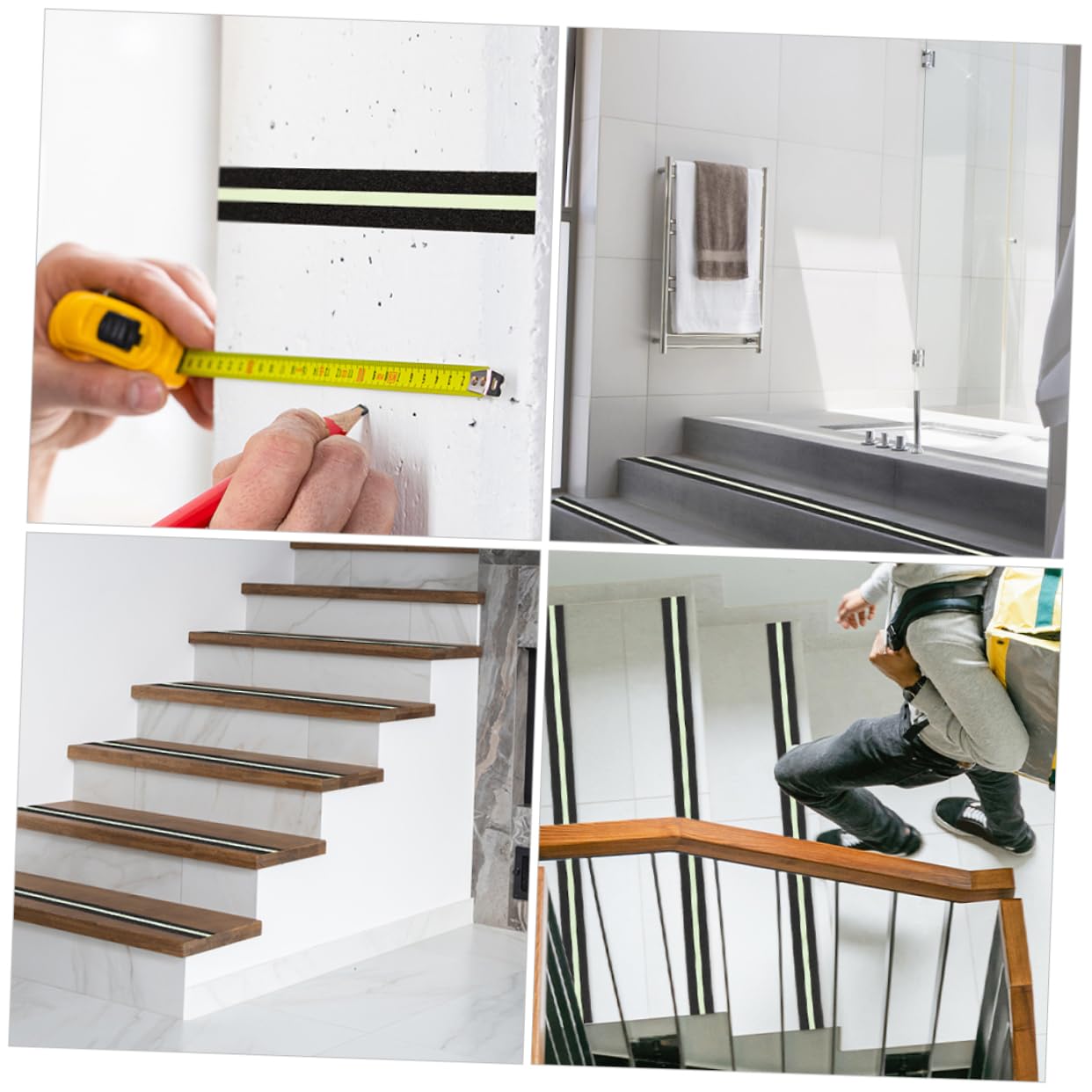 4rollos Cinta Luminosa Antideslizante Para Escaleras y Pasillos Adhesiva y Reflectante Guía De Direcciones Para Seguridad Interiores y Exteriores