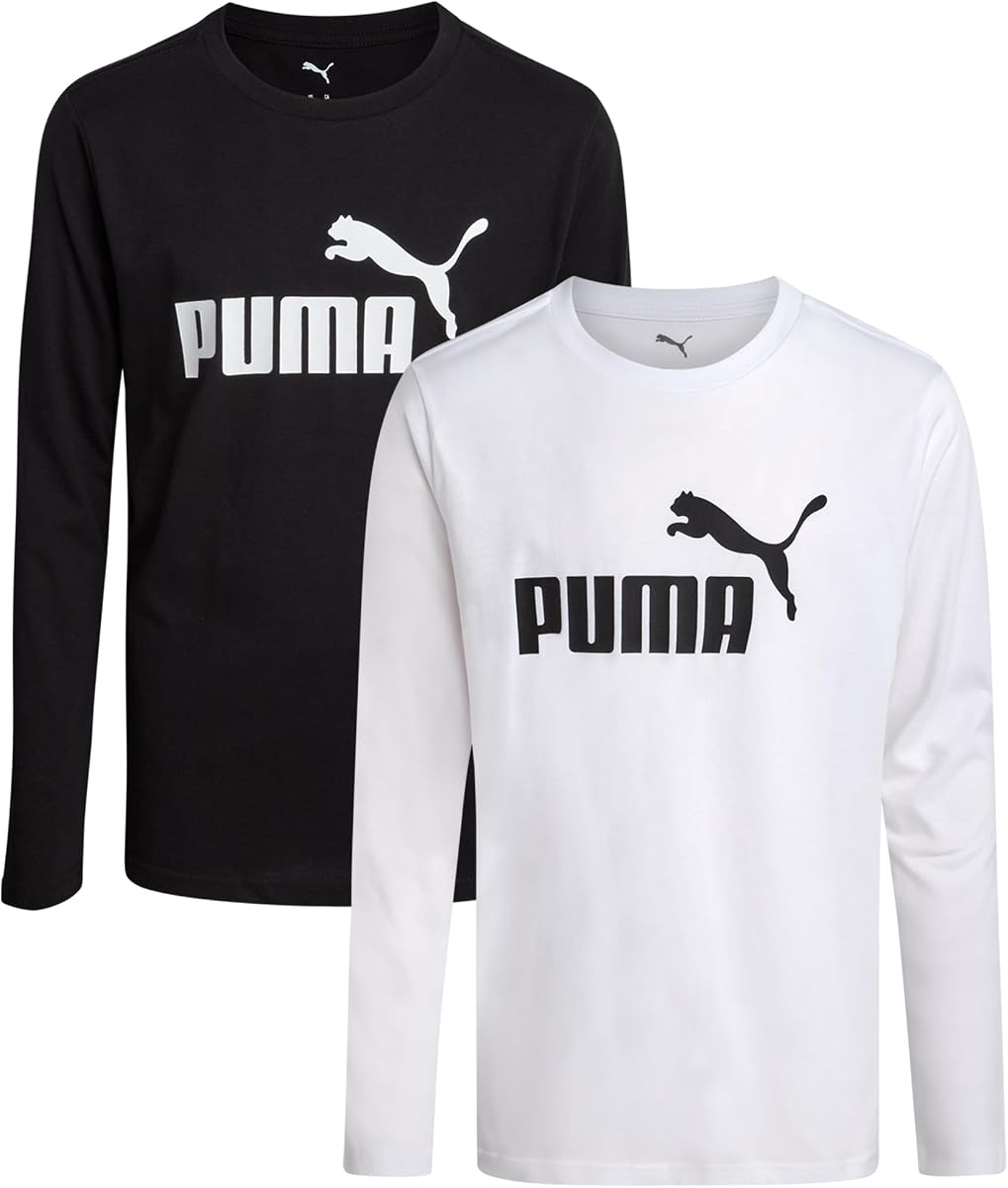 Paquete de 2 camisetas básicas de manga larga con cuello redondo para niños (tallas 8-20) | Tejido atlético suave y transpirable, ajuste cómodo para el día a día, ideal para la escuela, deportes y capas informales.