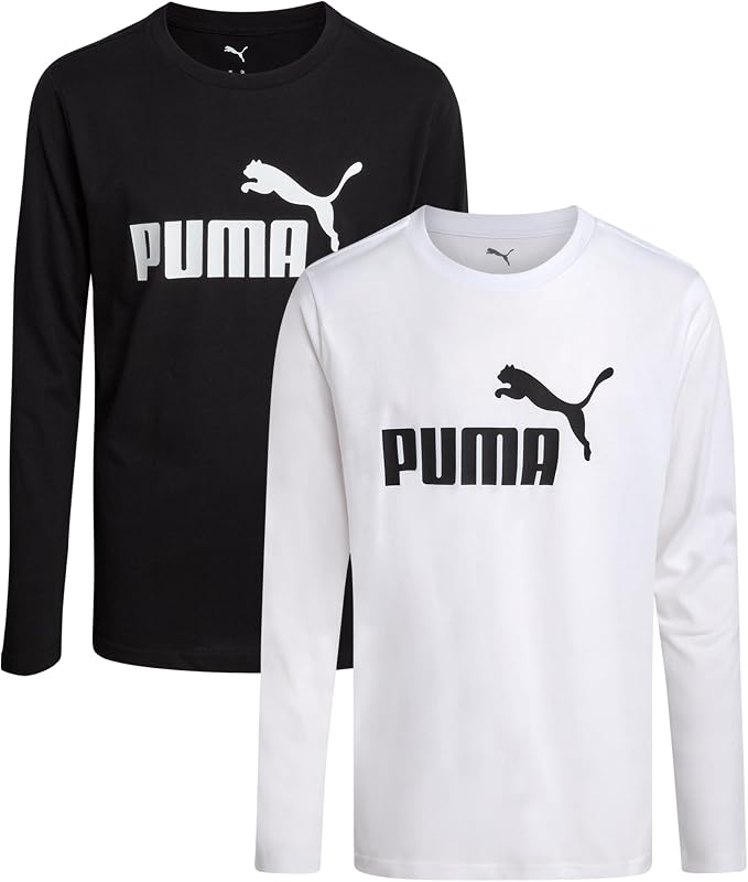 Paquete de 2 camisetas básicas de manga larga con cuello redondo para niños (tallas 8-20) | Tejido atlético suave y transpirable, ajuste cómodo para el día a día, ideal para la escuela, deportes y capas informales.