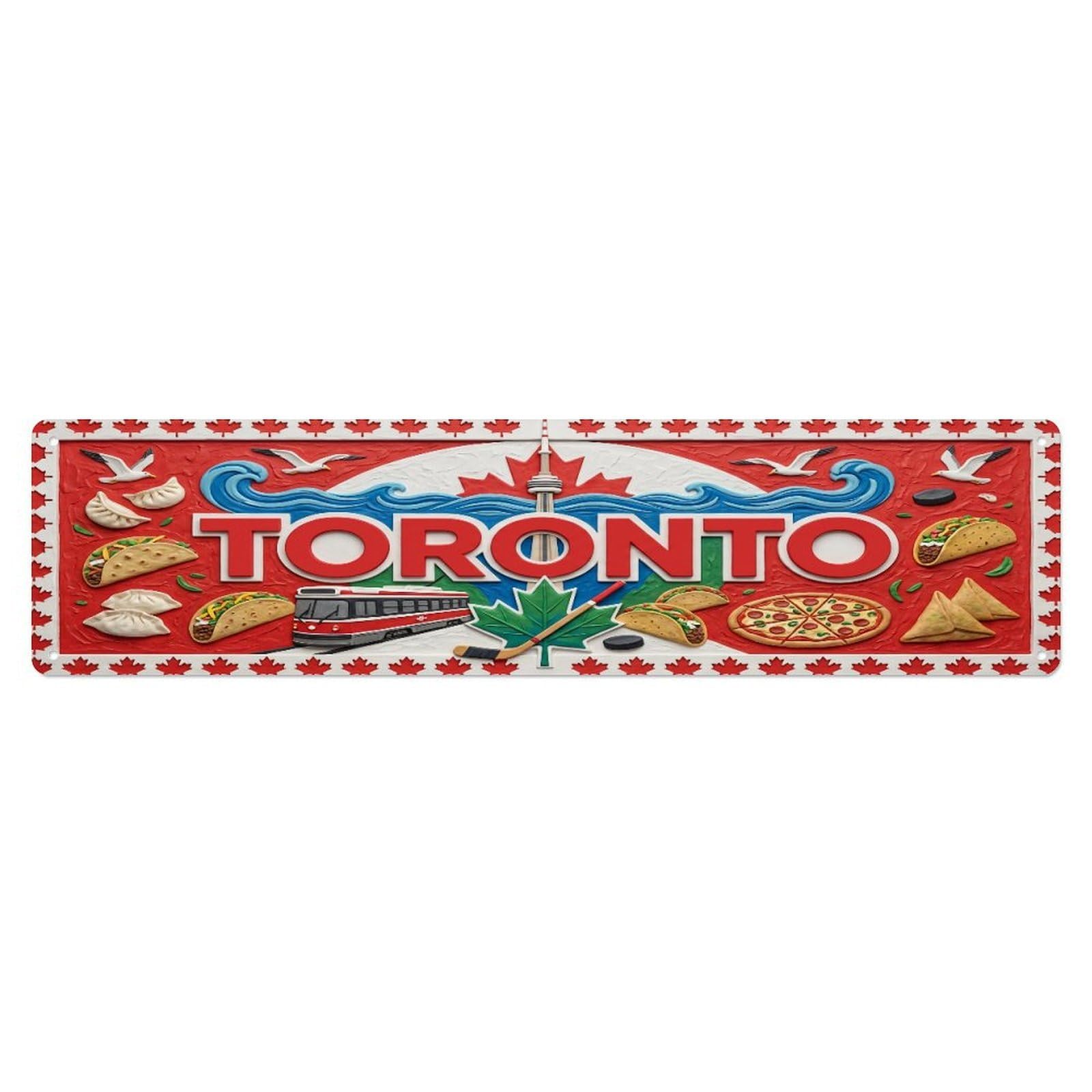 Xanthor Style Metal Tin Sign Vintage Toronto Canada Flag Pattern
