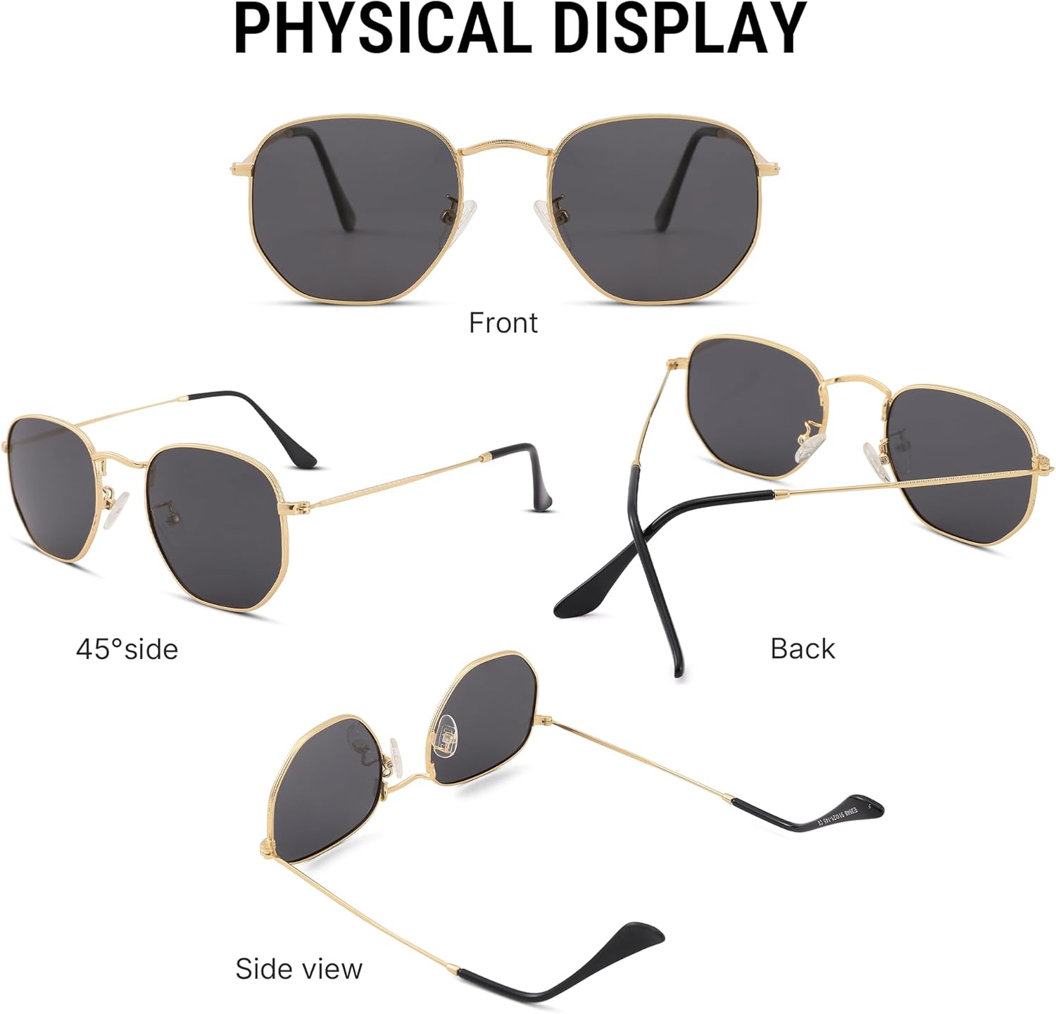 Pro Acme Polarized Hexagon Sunglasses for Women Men Square Metal Frame UV Protection for Driving Outdoor - Image 3