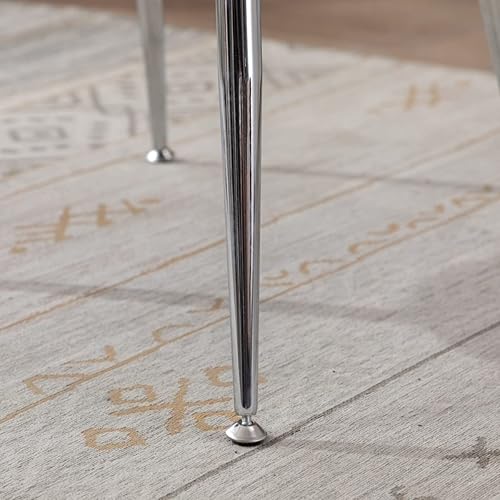 Miniatura 3 de SHUIBAOBAO Silla de maquillaje de peluche, sillón moderno con patas de metal plateado, silla de club mullida, silla de lectura de tela, silla de