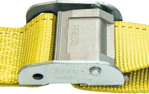 Miniatura 3 de VULCAN Correa logística para pista E, hebilla de leva, 12 pies, paquete de 6, amarillo clásico, carga de trabajo segura de 833 libras