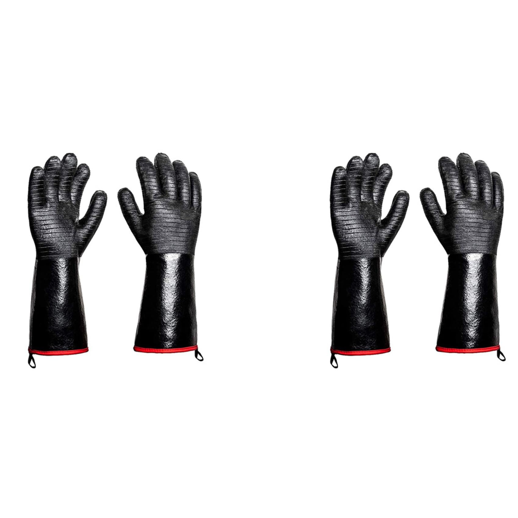 Hndhbfgrt 4x BBQ Gloves - 1472°F Thicken Heat Gloves W/S-Hook 14 in Kitchen Oven Mitts Waterproof Grill Gloves