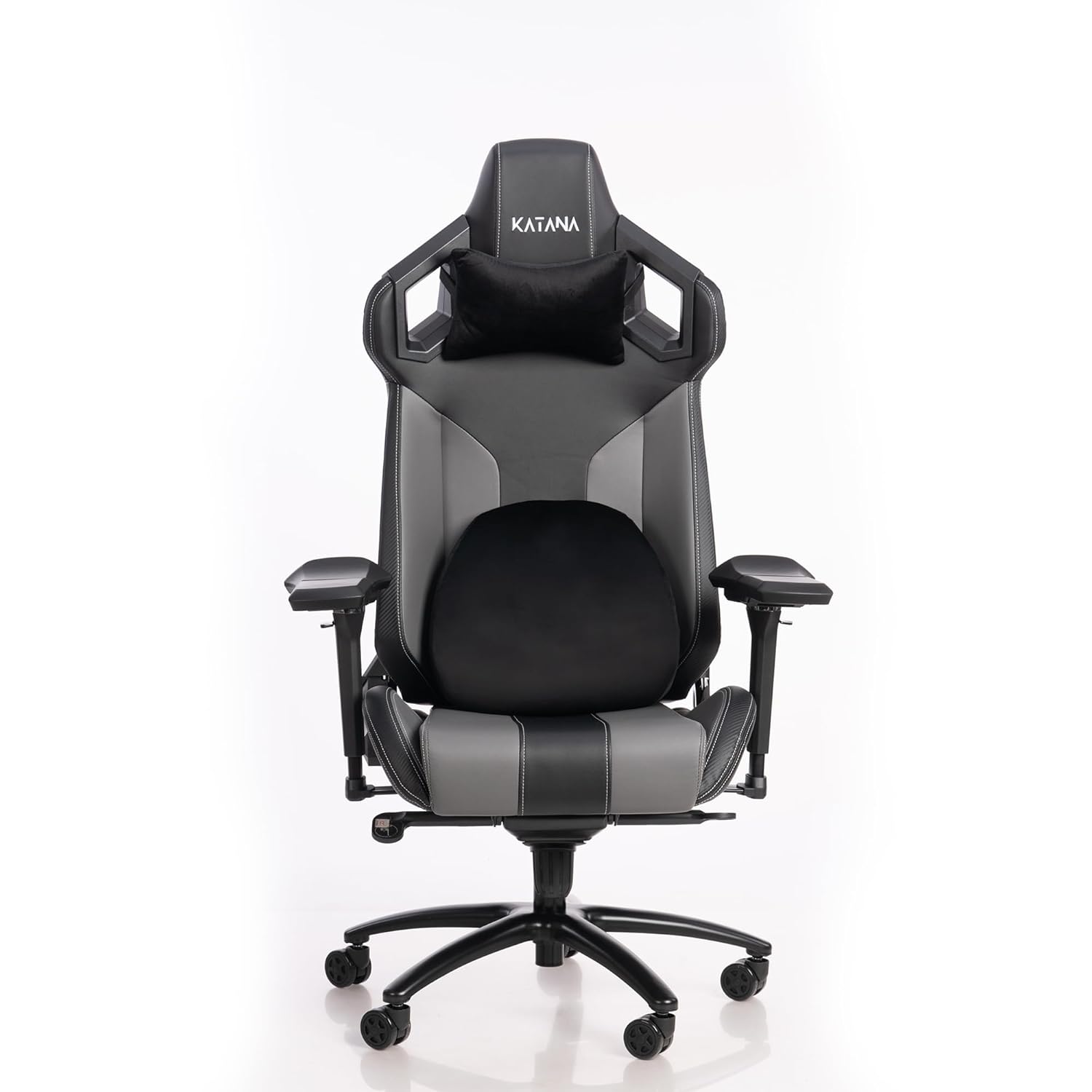 KATANA KT-06 Ergonomic Gaming & Office Chair ? Multi-Functional Design, 6D Adjustable Armrests, Premium PU Leather, Adjustable Neck & Lumbar Pillow, Black & Gray