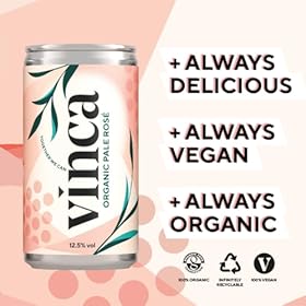 Vinca - Organic Canned Pale Rosé Wine, Delicate & Refreshing, Portable & Eco-Friendly, 187ml Multi-Pack of 6 – Vinca