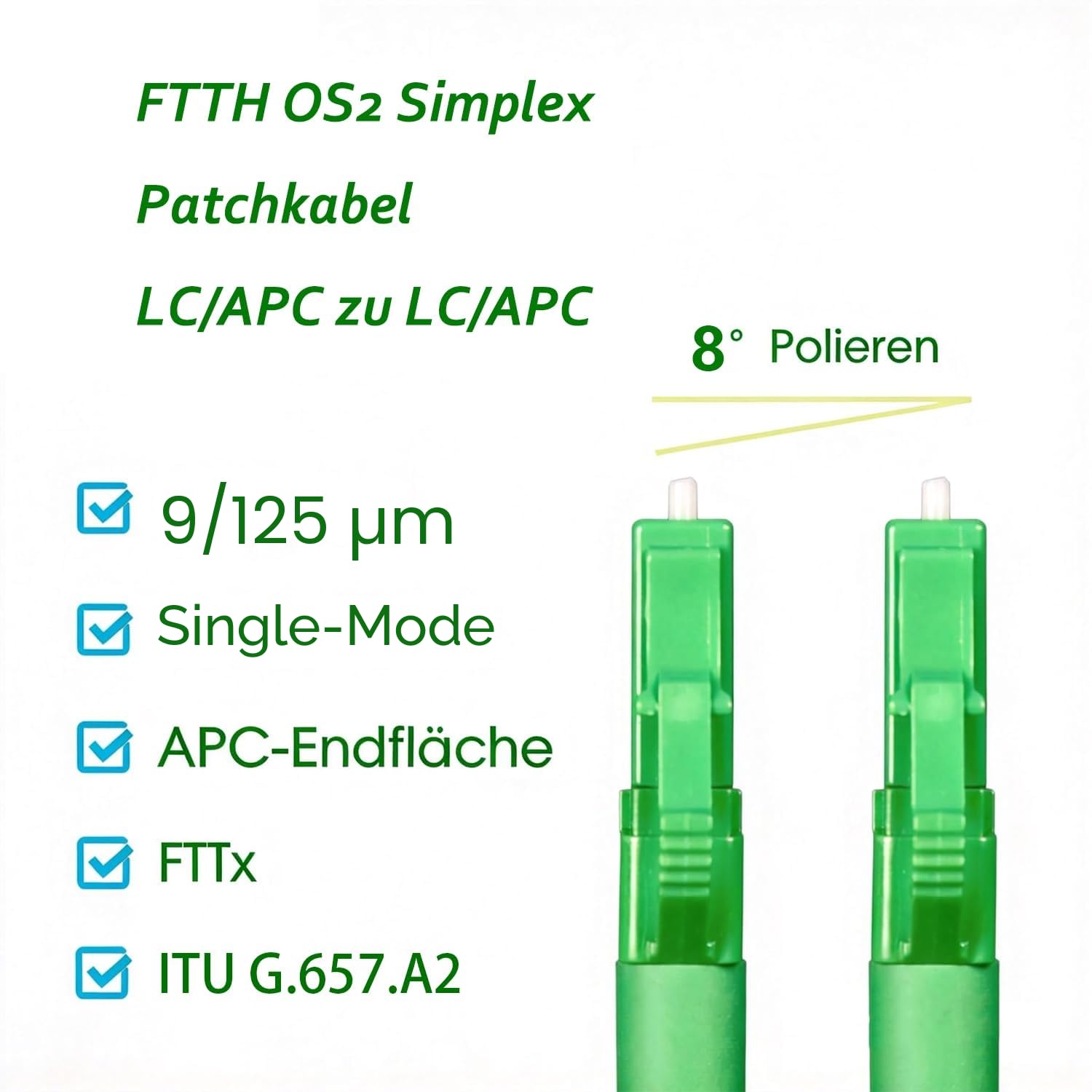 Elfcam® - 5m Weißes Glasfaserkabel LC/APC auf LC/APC Stecker – Bild 6
