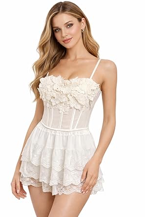 Buy ICW Women Floral Lace Bustier Corset Crop Top with Spaghetti