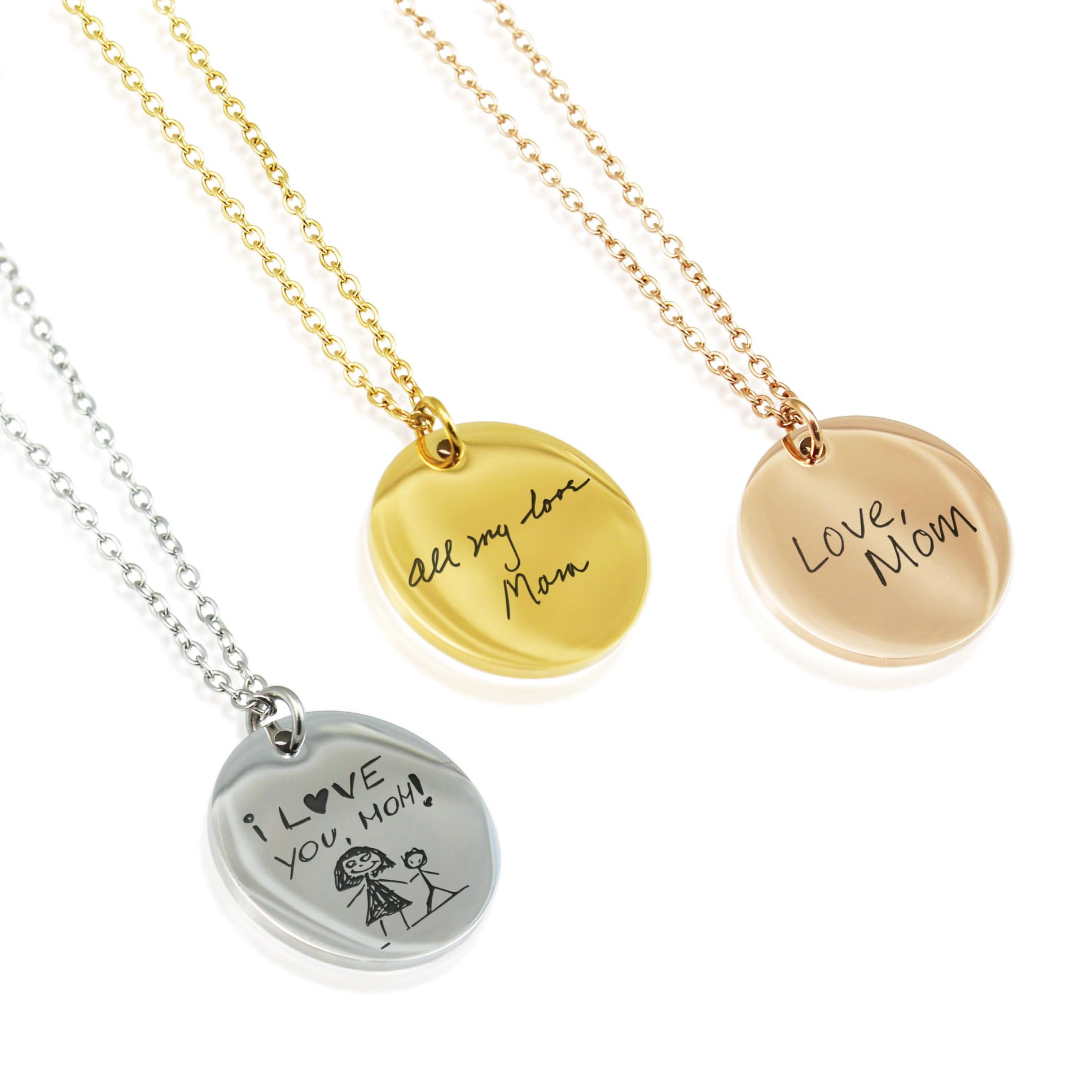 Engraved Actual Handwriting Necklace Stainless Steel