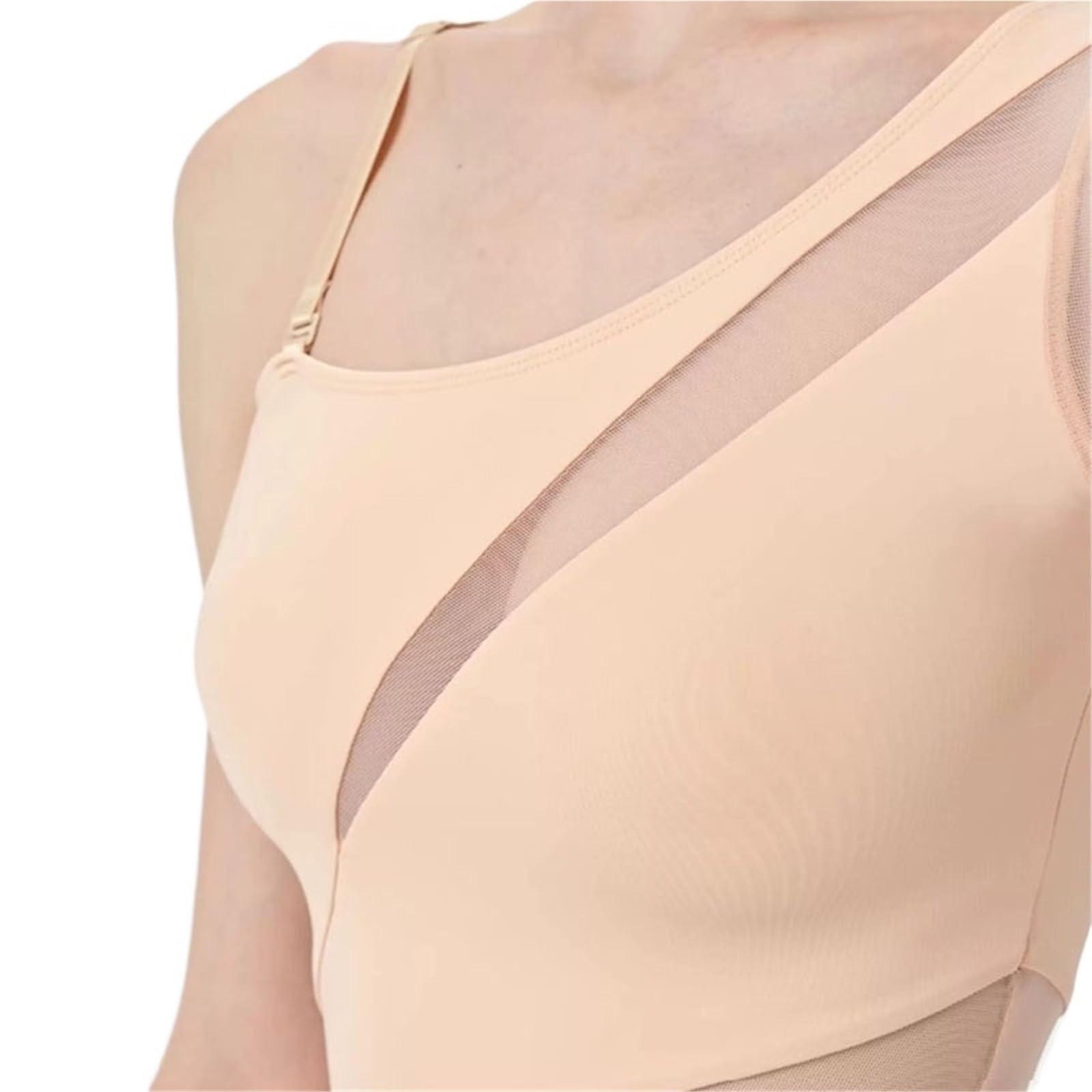 Maillot Gimnasia Ritmica Niña Mono de ballet for niñas, de malla, con mangas largas irregulares y mangas oblicuas.