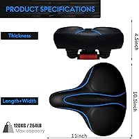 Vista 3 de Asiento de bicicleta de gran tamaño, asiento de bicicleta ancho para comodidad de mujeres y hombres, sillín de bicicleta universal impermeable