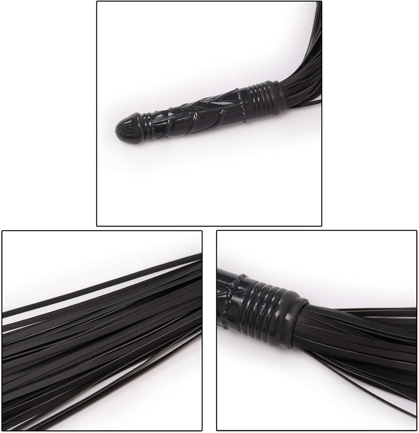 BDSM Whip SM Sex Flogger Whip Paddles SM Sex Flogger Whip,2 in 1 Erotic Leather Whip with 8" Dildo Anal Plug Bondage Spanking Paddle Lesbian bation Sex Toys Role Playing Sex Toys