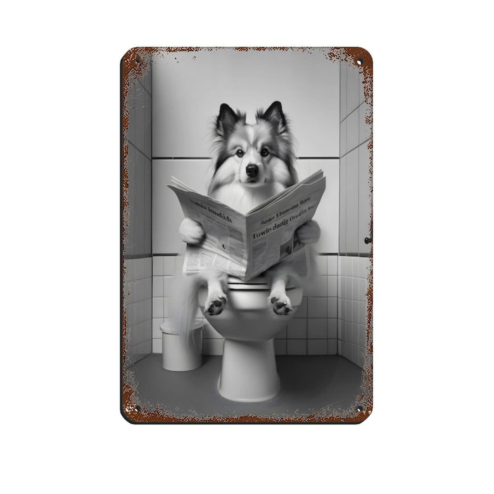 Sheepdog, Funny Bathroom Decor Retro Poster Metal Tin Sign Chic Art Retro Iron Painting Bar People Cave Cafe Family Garage Poster Wall Decoration 8x12inch(20x30cm)