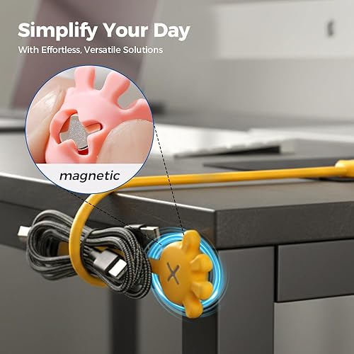 Miniatura 3 de Bridas magnéticas de silicona reutilizables, organizador de cables de datos actualizado 2026, organizador de cables elásticos multiusos para sujetar