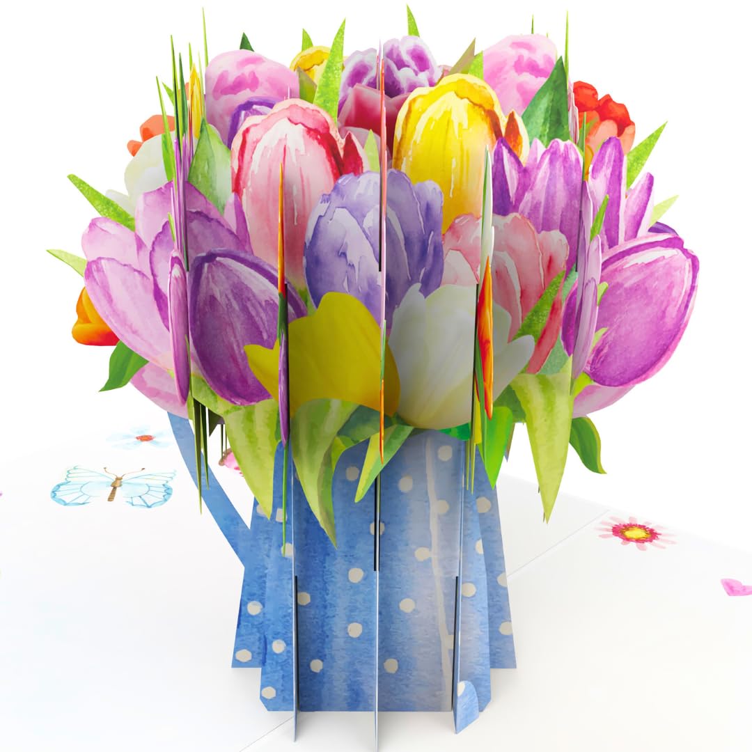 GREETING ART Pop-up bloemenkaart – bloem met tulp, kaart met tulp, 3D- verjaardagskaart voor vrouw, vriendin en moeder, goede verbetering, bedankje, trouwkaart, moederkaart