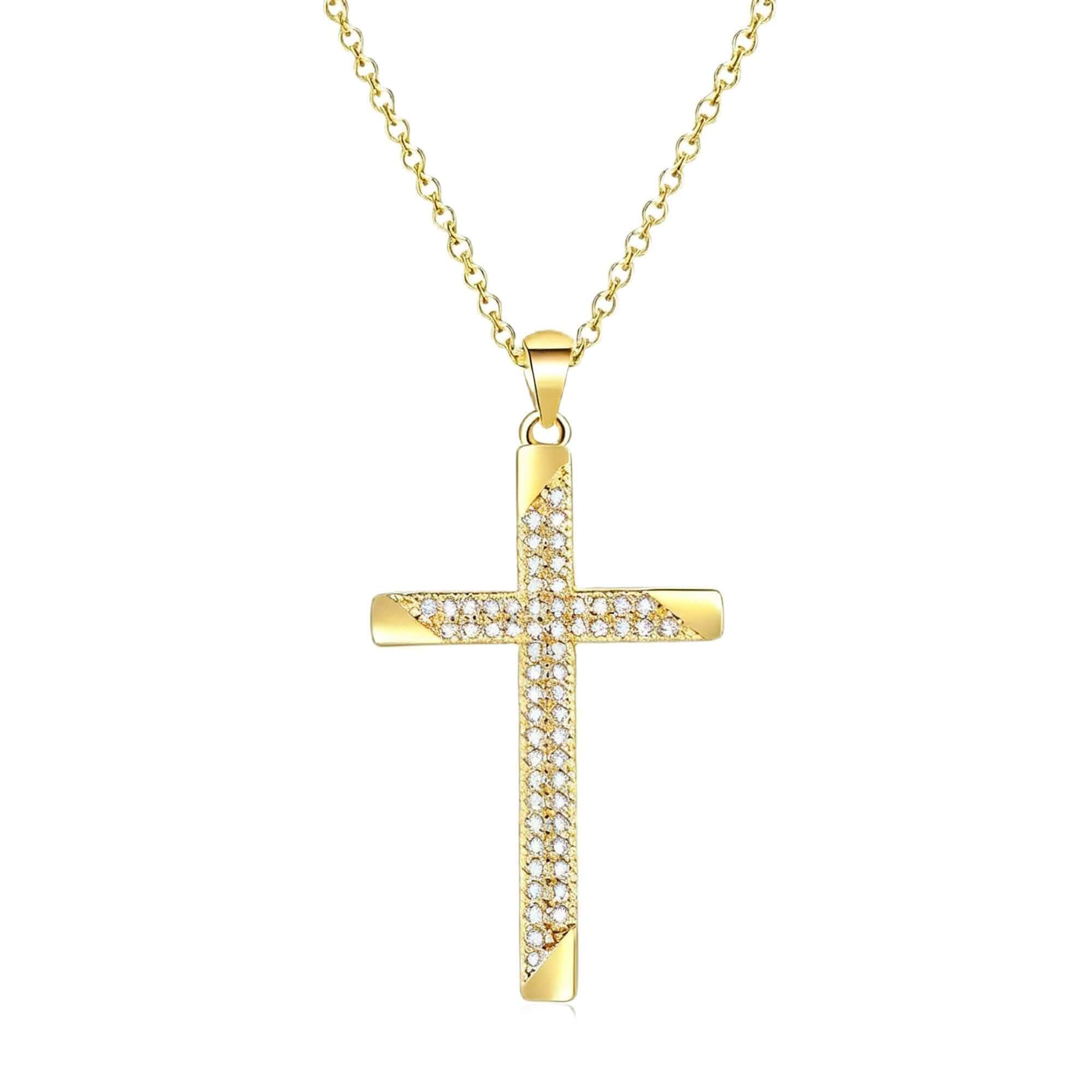 Dainty Gold Cross Necklace for Women 14K Gold Christian Faith Religious Jewelry Cross Pendant with Cubic Zircon for Mom Valentine's Day Birthday