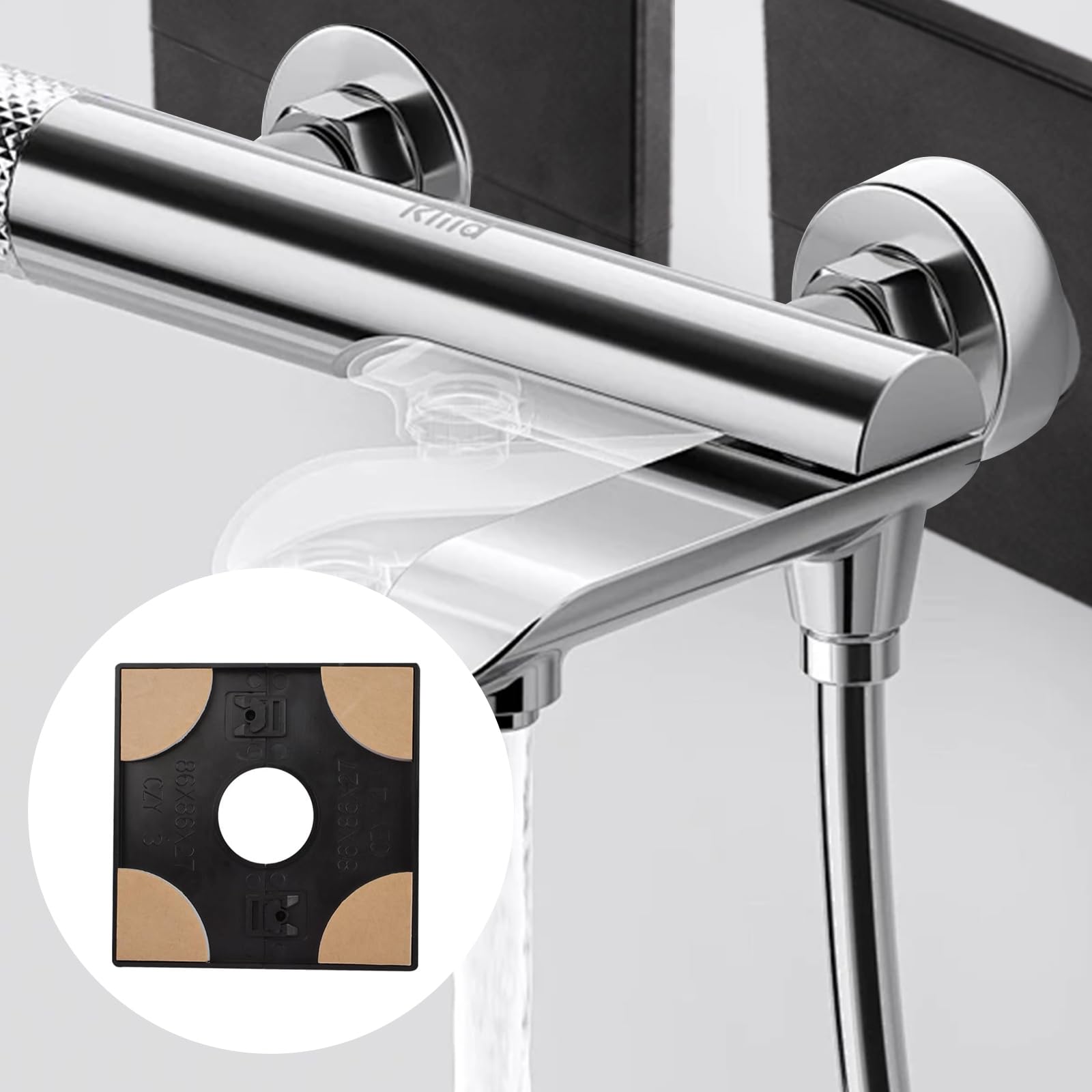 2Piezas Embellecedor Grifo Ducha Decorativa 33mm Cubierta Decorativa para Ducha Cubierta Cuadrada de PVC Autoadhesiva para Grifos para Cubrir Cables, Grifos, Tuberías y Agujeros en Las Paredes
