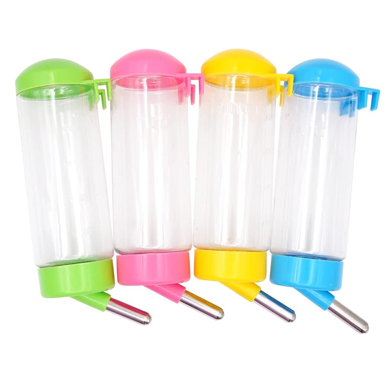 Garrafa de Água para Pequenos Animais HHNIULI com Bico de Esfera Antigotejamento, 500 mL, Pacote com 4