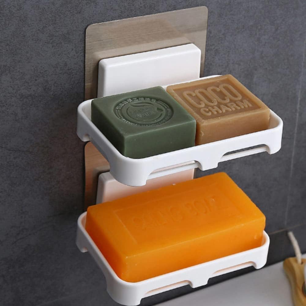 Jabonera, Jabonera montada en la Pared, cajón, Soporte de Drenaje, Caja Almacenamiento Esponja Cocina, Ahorro jabón, fácil Limpieza(Pink)