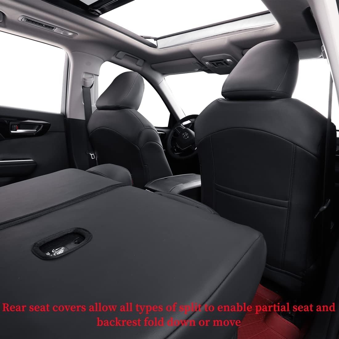 coverdream Custom Fit Pilot Car Seat Covers for 2023-2026 Honda EX-L,Touring,Elite,Sport,(8-Seats),2nd-Row 40/20/40 Split,Semi‑Coverage for Rear Seats,Leather (Full Set,Black/Red)