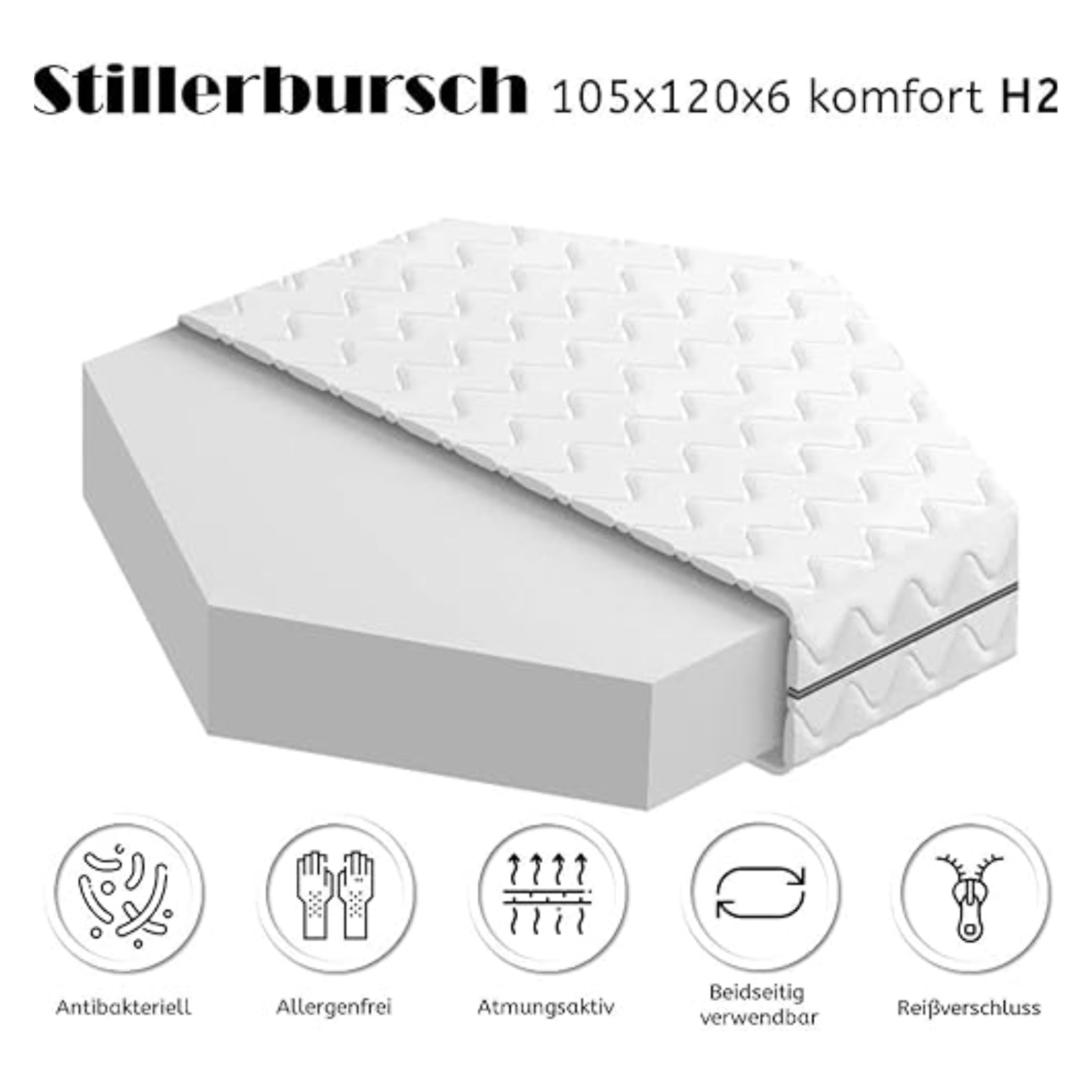 Baby Laufgittermatratze Bäri | Baby Matratze Laufgitter 120x105cm, Dicke 6 cm | 6-eckige Laufstallmatratze Microfaser-Bezug abnehmbar & waschbar | Hochwertige Kaltschaumstoffmatratze
