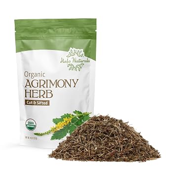 Halo Naturals Organic Agrimony Herb Cut & Sifted, 4 Ounces Agrimonia eupatoria USDA Certified | Resealable Pouch| Packaged in The USA