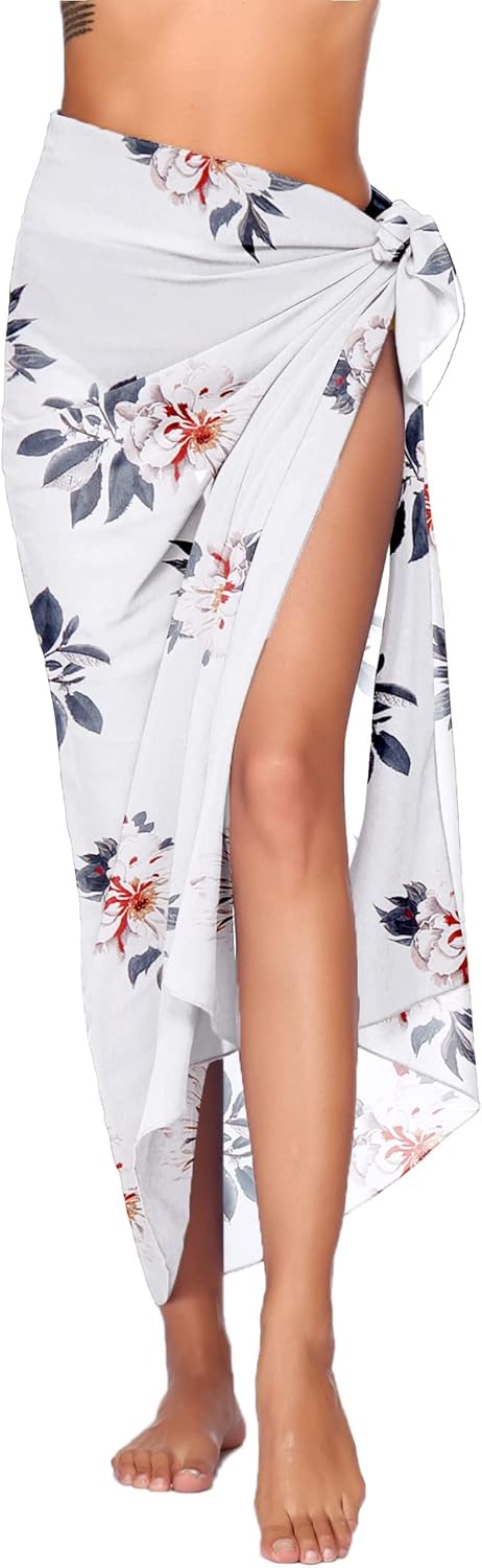 Ekouaer Women Sarong Swimsuit Coverups Chiffon Long Bikini Wraps Sheer Beach Bathing Suit Cover Up