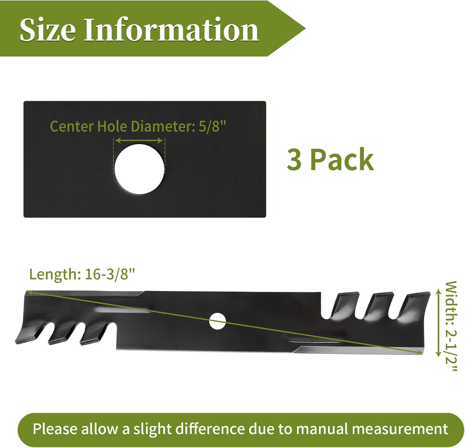 795757 Mulching Blades Compatible with Hust ler/John Dee re/Scag Freedom Z 48 in Mower, 482461 Gator Blades Replace for AM104489 481706 PC1255 038-5350-00, 3 Pack