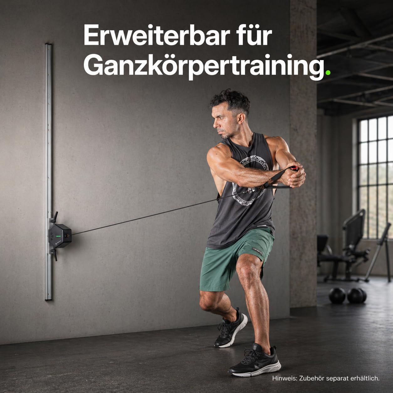 Go-Tone Mobile Kraftstation – Smarter Seilzug mit App & 30kg Digital-Widerstand, Portable Cable Machine Gym Set inkl. Bodenplatte Türanker, Elektrischer Rückentrainer für Zuhause Büro