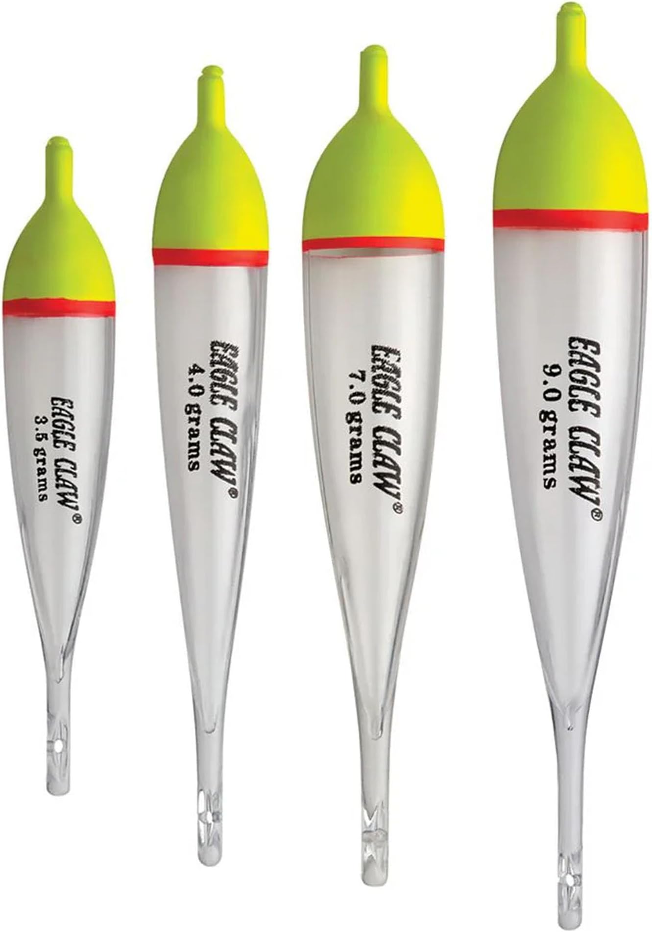 Eagle Claw Float Steelhead Clear With Red And Yellow Top Assortment-3.5, 4, 7, 9
