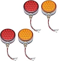 Vista 15 de 2 piezas Luces LED redondas de 42 LED rojas y ámbar de doble cara impermeables para parada, cola, marcador lateral, señal de giro, pedestal
