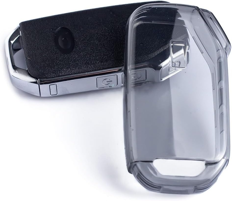 JVCV® Soft TPU Transparent Cover Compatible with Kia Seltos 2023 Facelift HTX Carens X Line Sonet Facelift 3/4 Button Smart Key (Transparent Black)