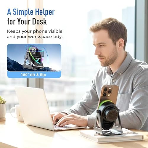 Miniatura 6 de Altavoz Bluetooth de inducción inalámbrico 5 en 1 con soporte ajustable para teléfono, nuevo altavoz de inducción 2026, altavoces de sonido estéreo