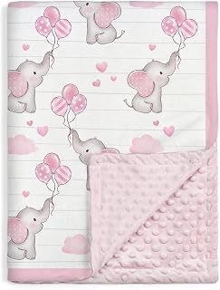 SANDJEST elephant-themed 30 by 40 inch minky blanket
