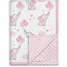 SANDJEST Elephant Kid Blanket for Girl - 30 x 40 Minky Throw Blankets for Girls - Gift for Kids on Birthday