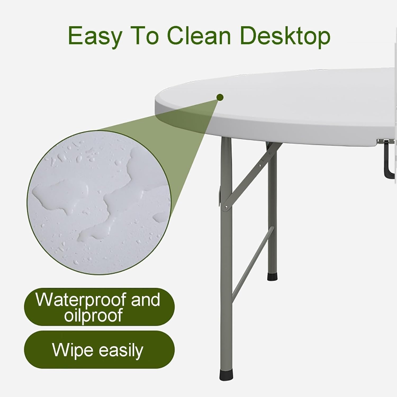 Table pliante portable avec support en métal et poignée, capacité de charge de 300 kg pour pique-nique, camping, barbecue et hayon – Design léger