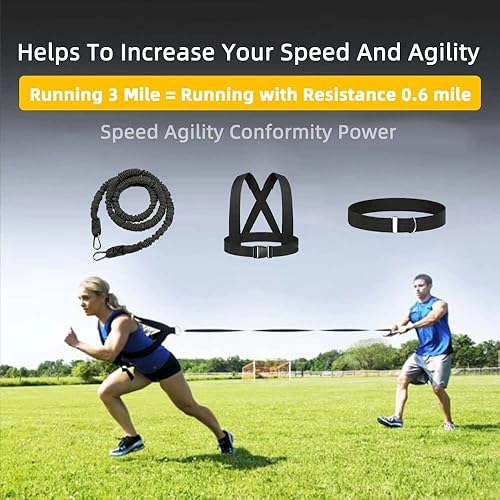 Miniatura 6 de OYINDIZ Cuerda de entrenamiento explosivo de resistencia, cable de aceleración de fuerza para mejorar la potencia, la agilidad, la pista de fuerza y