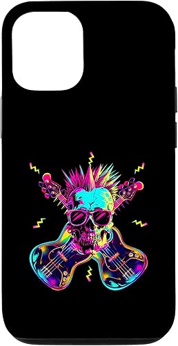 Miniatura 4 de iPhone 12 mini Streetwear Synthwave 80s 90s skull rock music bass guitar Case