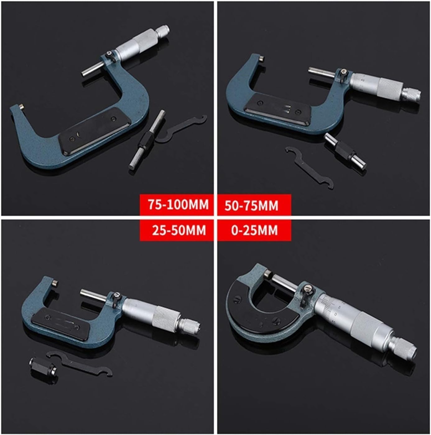 Suwmiarka Mikrometryczna, 1 szt. Mikrometr zewnętrzny 0.01mm 0-25mm/25-50mm/50-75mm/75-100mm metryczny suwmiarka z noniuszem do narzędzi pomiarowych mikrometr cyfrowy (specyfikacja: 25 50mm) (Size :