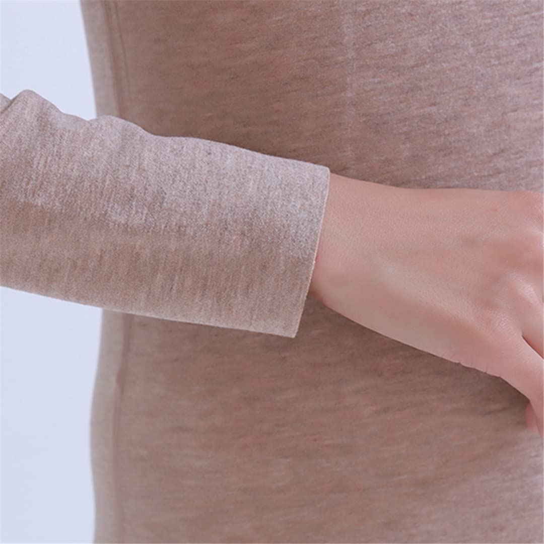 Disimlarl Damen Winter Warm Nahtlos Rundhals Abnehmen Thermounterwäsche Set, dunkelgrau, 46