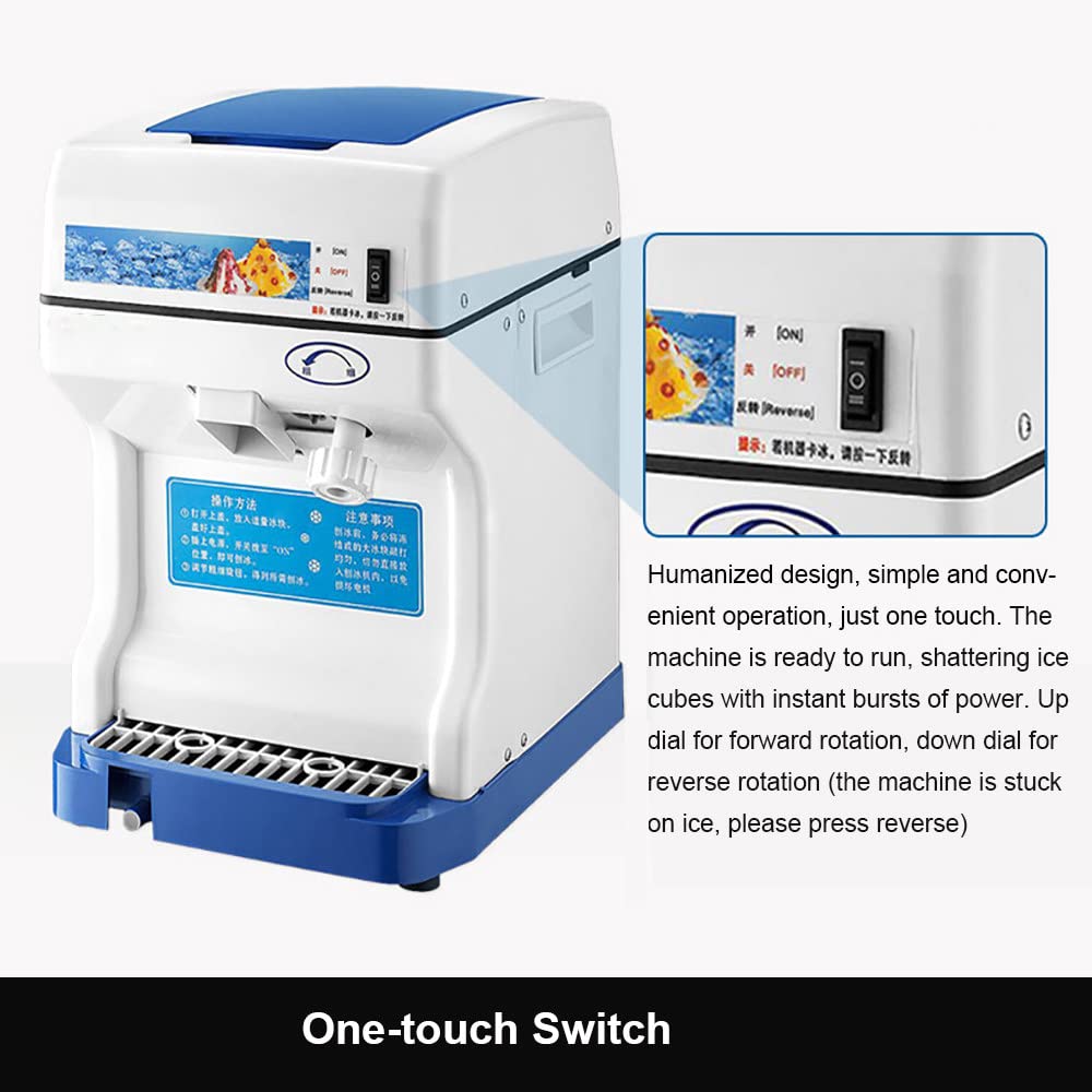 Tritaghiaccio Elettrico,Tritaghiaccio Da 250 W,Tritaghiaccio Automatico Per Macchina Per Il Ghiaccio Rasato Commerciale, Capacità Di Rasatura Del Ghiaccio 120 Kg/H,Per La Casa, Il Bar E Il Negozio